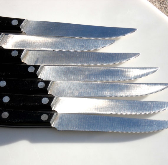 J. A. Henckels - 1970s Zwilling Set of 6 Black Knives by J A