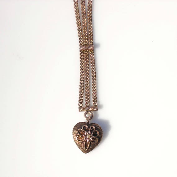 Victorian Gold Etruscan Heart Charm or Fob & Watc… - image 3