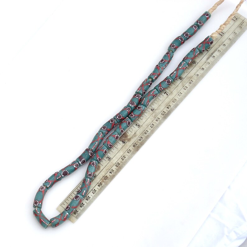 Cast /& Hand-Painted Mid Century Teal Glass African Trading Beads