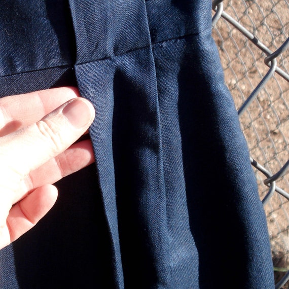 Vintage Indigo Polished Linen Pencil Skirt - Evan… - image 8