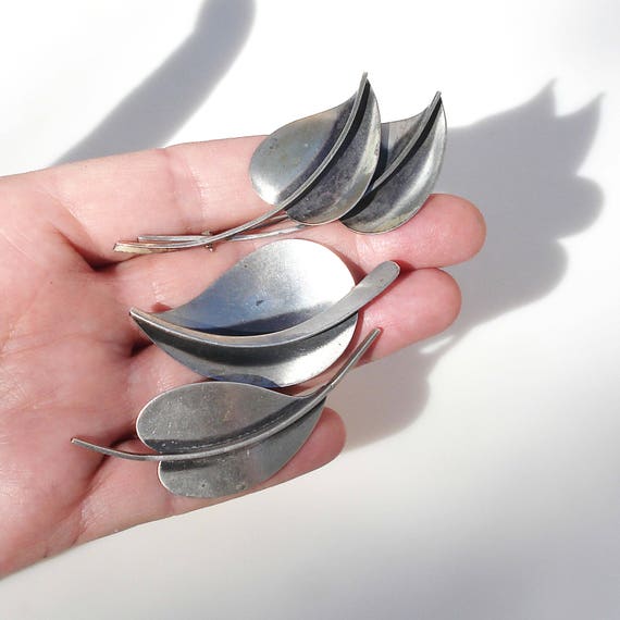 Modern Sterling Silver Leaf Brooch - 3 Styles - image 9