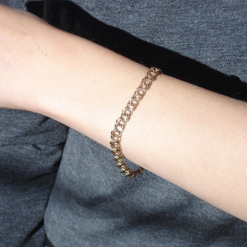 Vintage 14k Gold Double Link Charm Bracelet POM Mid Century Etsy