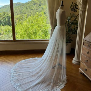 Floral Lace Bridal Overskirt: Detachable Wedding Dress Train, 90&#39;&#39;