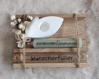 Geldgeschenk Kommunion Taufe Konfirmation Wunscherfüller Geschenk Geschenkset Konfirmationsgeschenk Kommunionsgeschenk Taufgeschenk mit Name