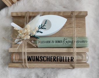 Geldgeschenk Kommunion Taufe Konfirmation Wunscherfüller Geschenk Geschenkset Konfirmationsgeschenk Kommunionsgeschenk Taufgeschenk mit Name