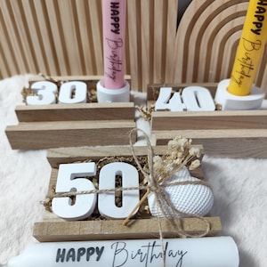 Geburtstag Geschenk Geburtstagsgeschenk Geschenkidee Kerze Happy Birthday Glückwunsch Geschenkset runder Geburtstag Deko 18 30 40 50 60