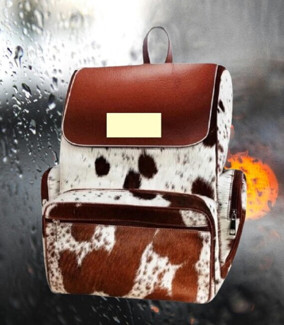 Backpack Cowhide Hair on | Brown and White Handmade Diaper  display picture 1