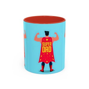 Super Dad Accent Coffee Mug, Gift for Father, Birthday Present for Dad, Hero Themed Mug, Fun Father&#39;s Day Gift, Unique Coffee Cup