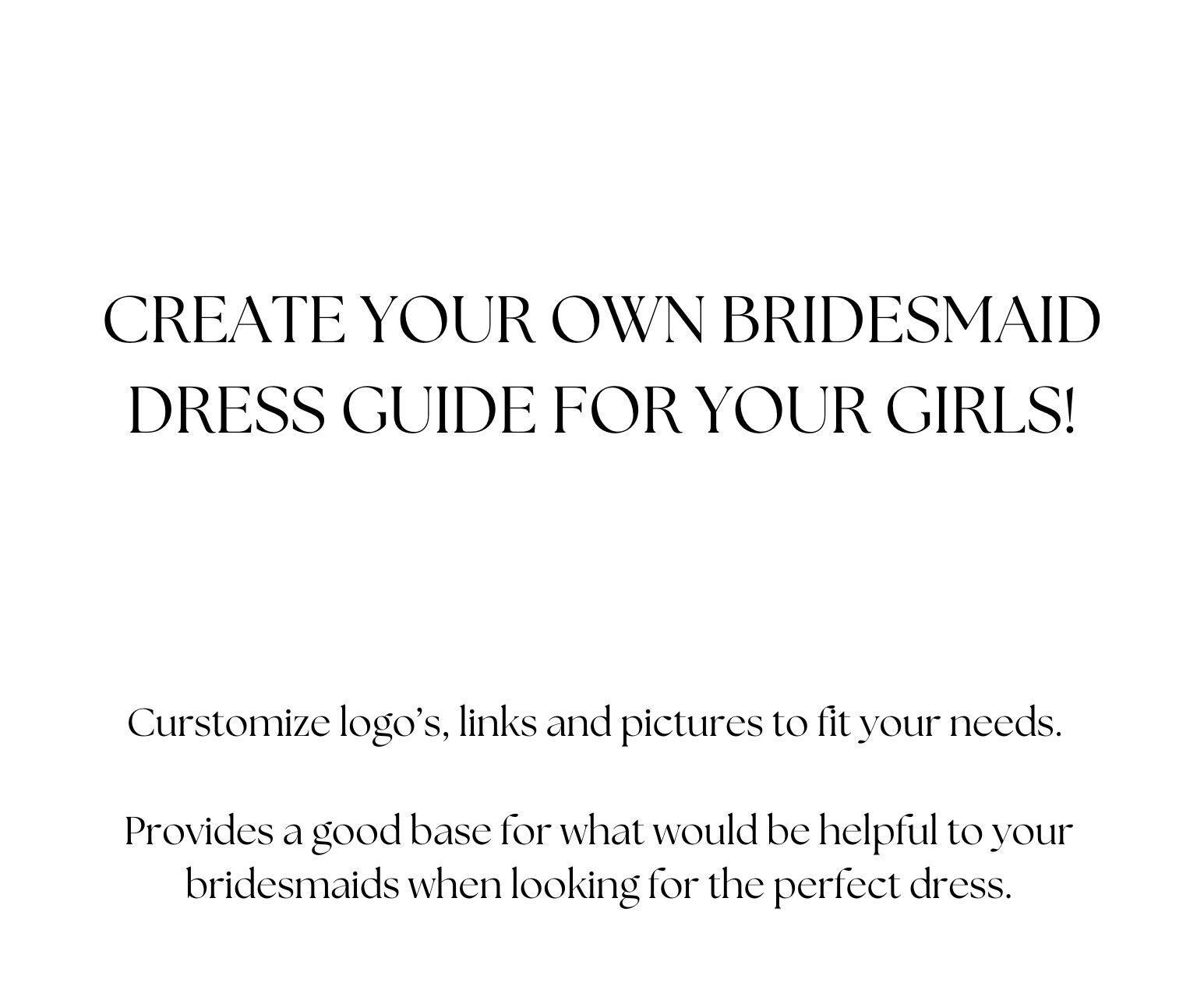 Bridesmaid Dress Guide CANVA Template - Etsy Bridesmaid Dress Guide CANVA Template - Etsy