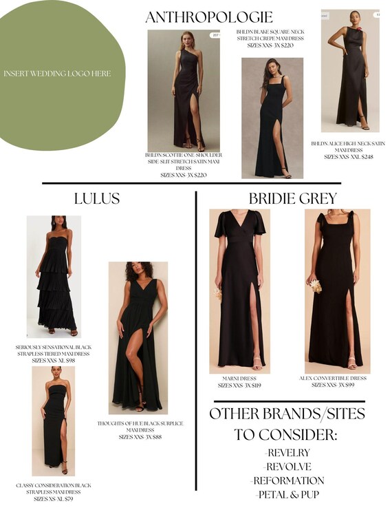 Bridesmaid Dress Guide CANVA Template - Etsy