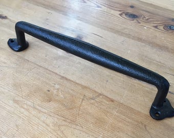 Cast Iron Black Finish Door, Barn Door Handle 12” Farmhouse Industrial Pull