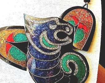 Dragon/Eagle Breastplate by Lee Sands--Collar--Lee Sands Philippine Bib Necklace—Birde Totem--Crushed  Mosaic Statement