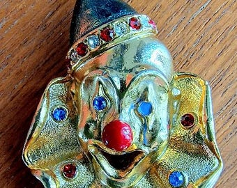 Ancienne Broche En Plaquer Or 18k 750 Art Déco Nouveau créateur clown