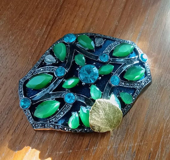 Vintage MONET Rhinestone Brooch with Gold-Dipped … - image 1