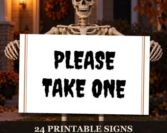 12 Foot Skeleton Signs Printable, 24 Funny Halloween 2026 Signs for Giant Skeleton Yard Decor, Instant Download PDF, A4 + US Letter