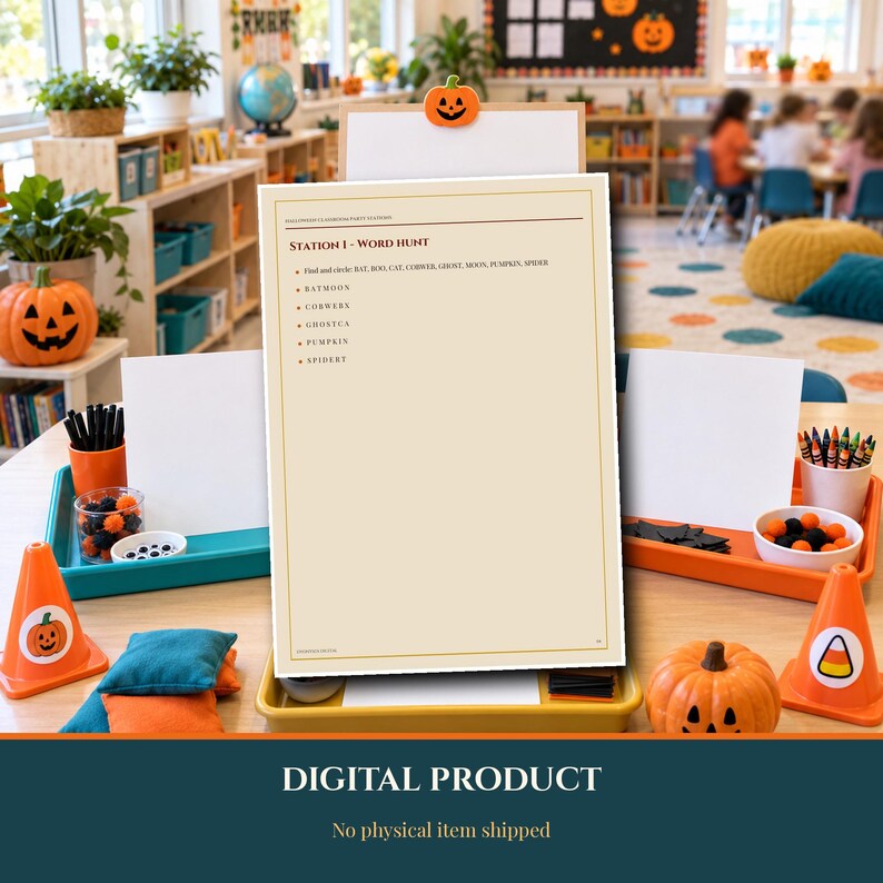Halloween 2026-2027 Classroom Party Stations Printable, 5 Independent 10 Minute Activities, Elementary School Rotation Games PDF image 8
