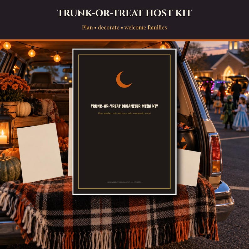 Trunk or Treat Organizer Kit Printable, Vehicle Map Safety Checklist Voting Ballots Awards Signs, School Church HOA Halloween 2026-2027 image 1