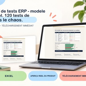 ERP Test Plan - Excel template, 120 acceptance tests with results and traceability