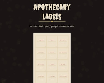 Halloween Apothecary Labels Printable, 36 Vintage Potion Bottle Jar Labels, A4 Letter, Instant Download PDF