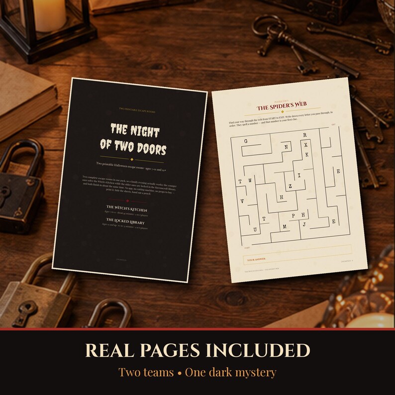 Printable Halloween 2026 Escape Room for Kids and Adults, 2 Games in 1, Family Party Game with 11 Puzzles, A4 + US Letter image 4