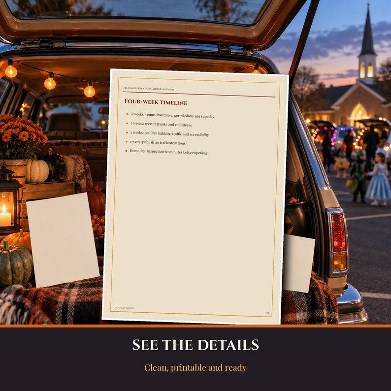 Trunk or Treat Organizer Kit Printable, Vehicle Map Safety Checklist Voting Ballots Awards Signs, School Church HOA Halloween 2026-2027 image 5