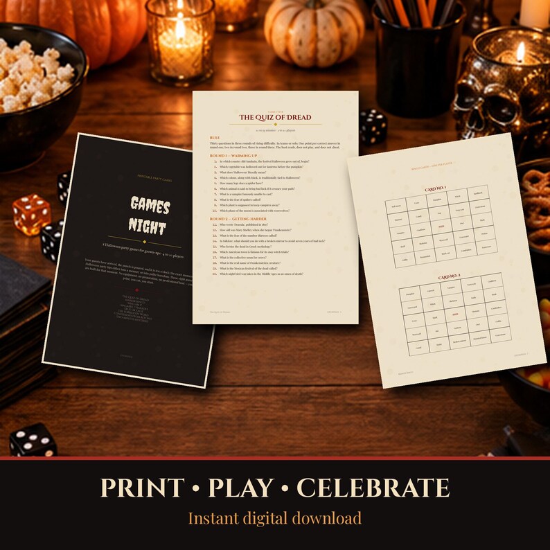 8 Halloween 2026 Party Games Printable for Adults, Quiz Bingo Charades Trivia, Halloween Game Bundle PDF, Instant Download, A4 + US Letter image 8