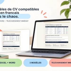 Modelli di CV compatibili con ATS in francese - 3 modelli Word a colonna singola, guida alla formattazione, tracciamento delle candidature in Excel