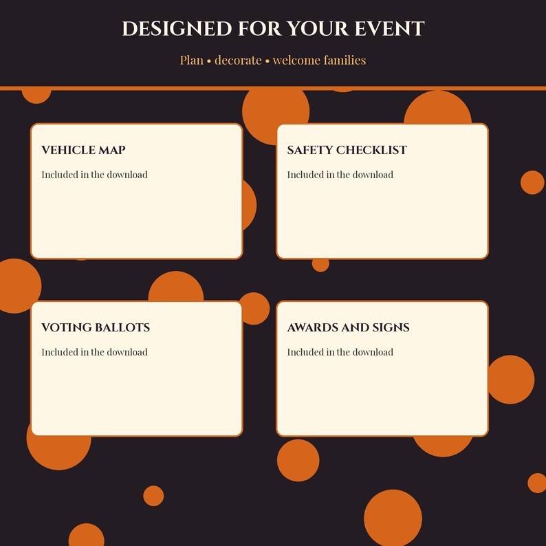 Trunk or Treat Organizer Kit Printable, Vehicle Map Safety Checklist Voting Ballots Awards Signs, School Church HOA Halloween 2026-2027 image 4