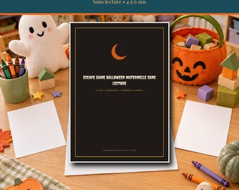 Halloween 2026 Escape Game voor kleuters - Printbaar, geen leesvaardigheid vereist, spel voor kinderen van 4-6 jaar - Pictogrammen, kleuren, vormen, PDF voor thuis en in de klas