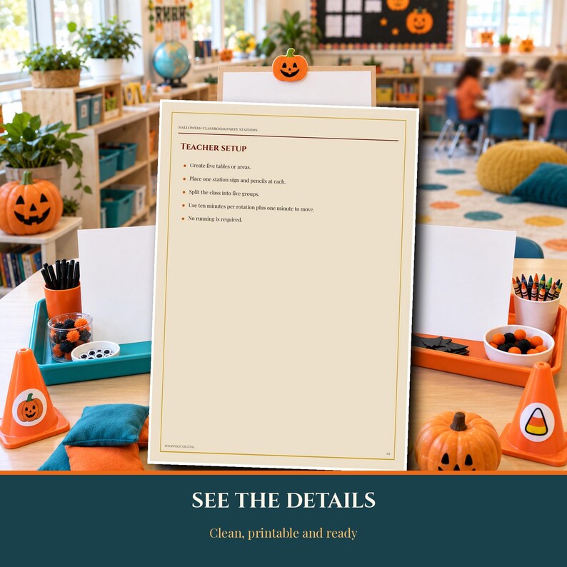 Halloween 2026-2027 Classroom Party Stations Printable, 5 Independent 10 Minute Activities, Elementary School Rotation Games PDF image 5