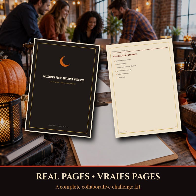 Halloween 2026-2027 Team Building Games for Work Printable, 20-100 People Office Virtual Hybrid Activities, Host Guide Score Sheets PDF imagen 4