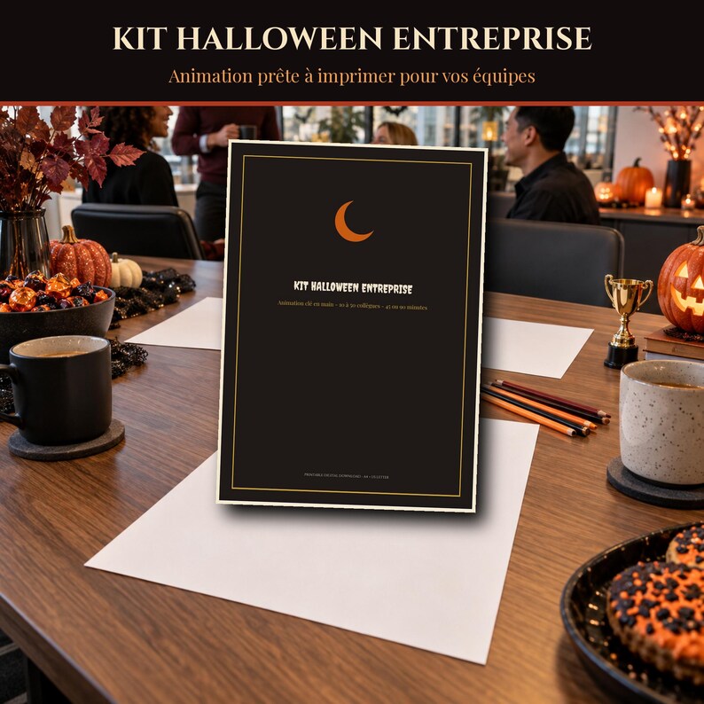 Kit Halloween 2026-2027 Entreprise à Imprimer, Animation 10 à 50 Collègues, Quiz Défis Mini Enquête Vote Costumes, Team Building PDF image 1
