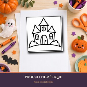 Halloween målarbilder för åldrarna 3-5 att skriva ut, 9 enkla och söta designer, pumpa, spöke, katt, PDF, A4 brev bild 8