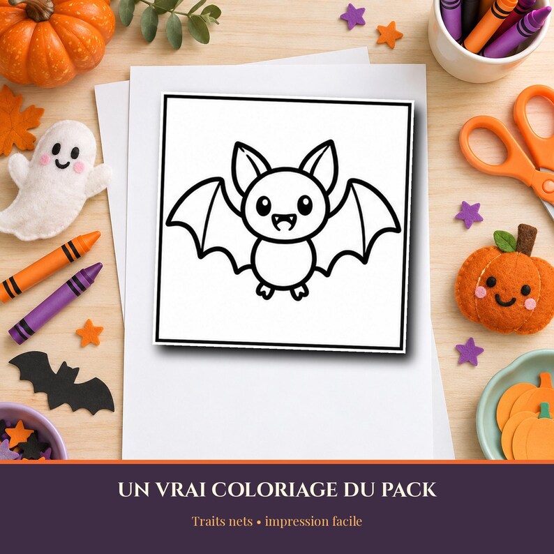 Halloween målarbilder för åldrarna 3-5 att skriva ut, 9 enkla och söta designer, pumpa, spöke, katt, PDF, A4 brev bild 6
