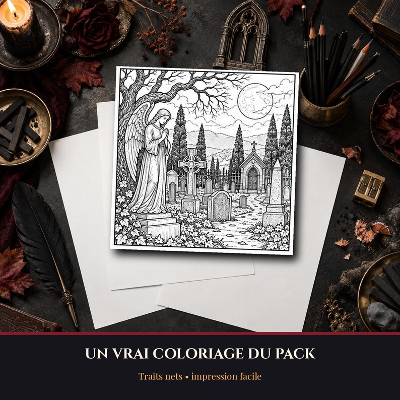 Halloween Coloring Pages for Ages 9-12 to Print, 9 Detailed Gothic Illustrations of a Raven Manor and Forest (PDF) image 6