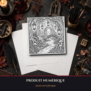 Halloween Coloring Pages for Ages 9-12 to Print, 9 Detailed Gothic Illustrations of a Raven Manor and Forest (PDF) image 8