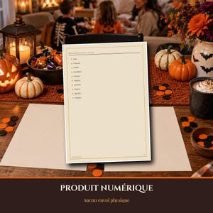 Bingo de Halloween 2026 para imprimir em francês, 60 cartelas exclusivas, jogo para família/sala de aula/grupos grandes, cartelas de chamada em PDF, formato A4/Carta imagem 8