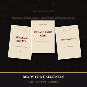 Redigerbara Halloween-festskyltar, 12 utskrivbara skyltar, PowerPoint- och Google Slides-mall, A4-brev för direktnedladdning bild 7