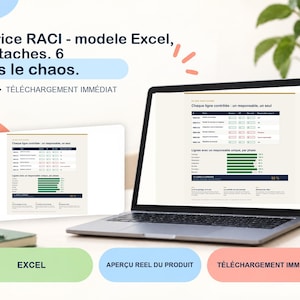 RACI マトリックス - Excel モデル、150 タスク、6 役割、単一マネージャー制御