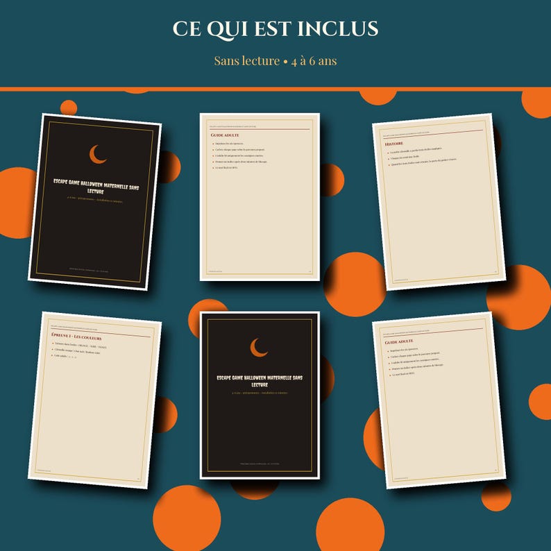 Gra ucieczki Halloween 2026 dla przedszkolaków – do druku, nie wymaga czytania, gra dla dzieci w wieku 4-6 lat – piktogramy, kolory, kształty, plik PDF do domu i klasy zdjęcie 3