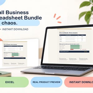 Small Business Spreadsheet Bundle — Budget, Cash Flow and Inventory Trackers in One Pack — Excel Templates