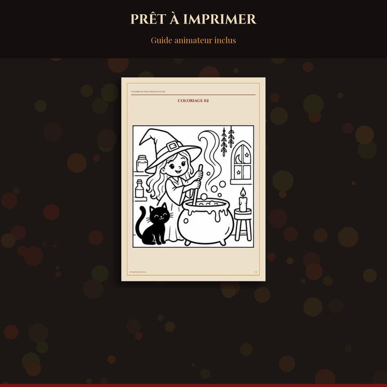 Coloriage Halloween 6 à 8 Ans à Imprimer, 9 Scènes Sorcière Fantômes Château Squelette PDF A4 Letter image 3