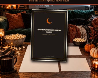 Halloween 2026-2027 Movie Marathon Printable, 31 Night Challenge Calendar, Film Rating Journal Trope Bingo Snack Cards, Instant Download