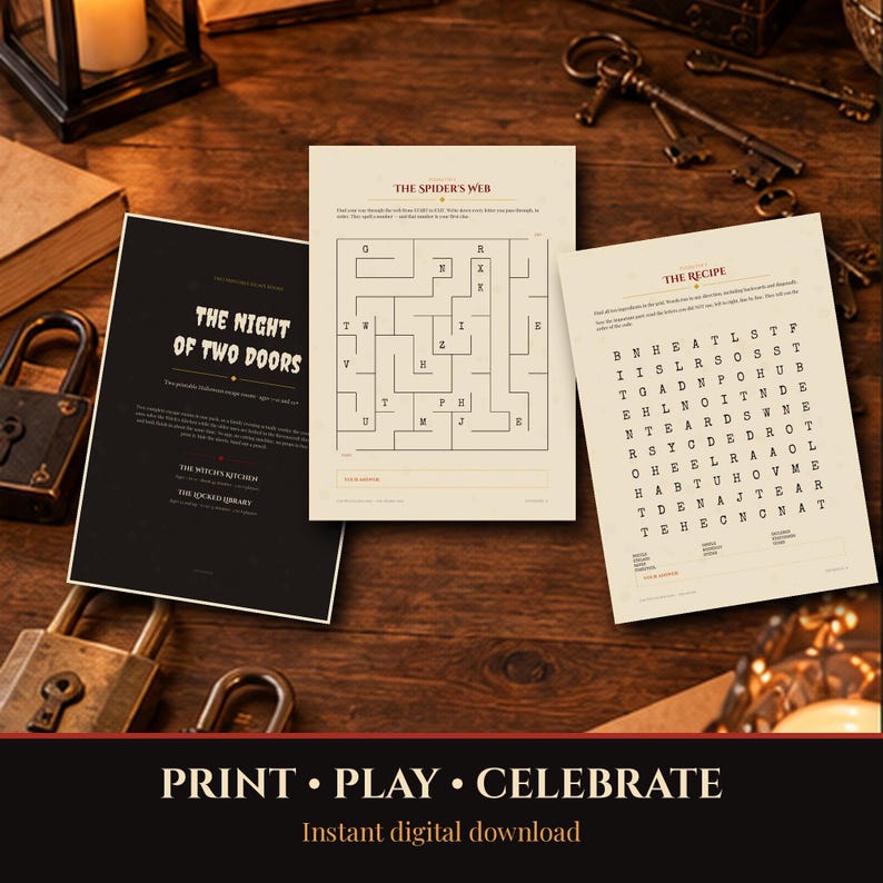 Printable Halloween 2026 Escape Room for Kids and Adults, 2 Games in 1, Family Party Game with 11 Puzzles, A4 + US Letter image 8