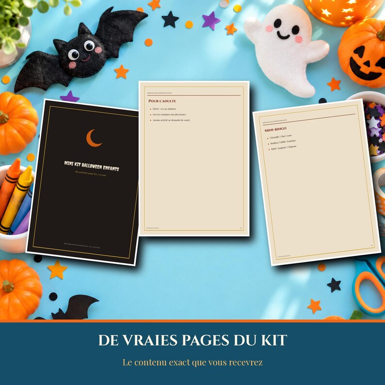 Mini Halloween 2026-pakket voor kinderen om te printen, 6 activiteiten voor kinderen van 5-10 jaar: bingo, mime, tekenen, speurtocht (pdf, Frans) afbeelding 2
