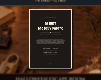 Printbaar Halloween 2026 escape game voor kinderen en volwassenen, 2 spellen in 1, 11 puzzels, escape game voor het hele gezin (PDF, Frans)