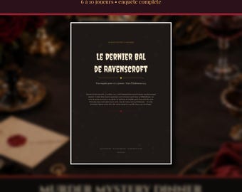 Printbaar moordmysteriespel voor Halloween 2026 voor 6 tot 10 spelers, detective-spel voor Halloweenfeestjes, Franstalige PDF, direct te downloaden, moordmysteriefeest