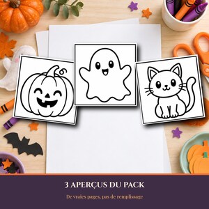 Halloween målarbilder för åldrarna 3-5 att skriva ut, 9 enkla och söta designer, pumpa, spöke, katt, PDF, A4 brev bild 2