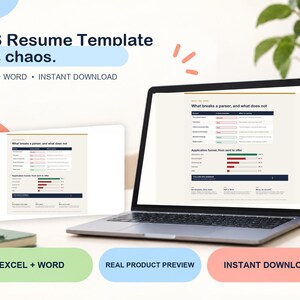 ATS Resume Template | 6 Modern CV Designs, Application Tracker & Keyword Checklist | Word Excel Bundle | Instant Download
