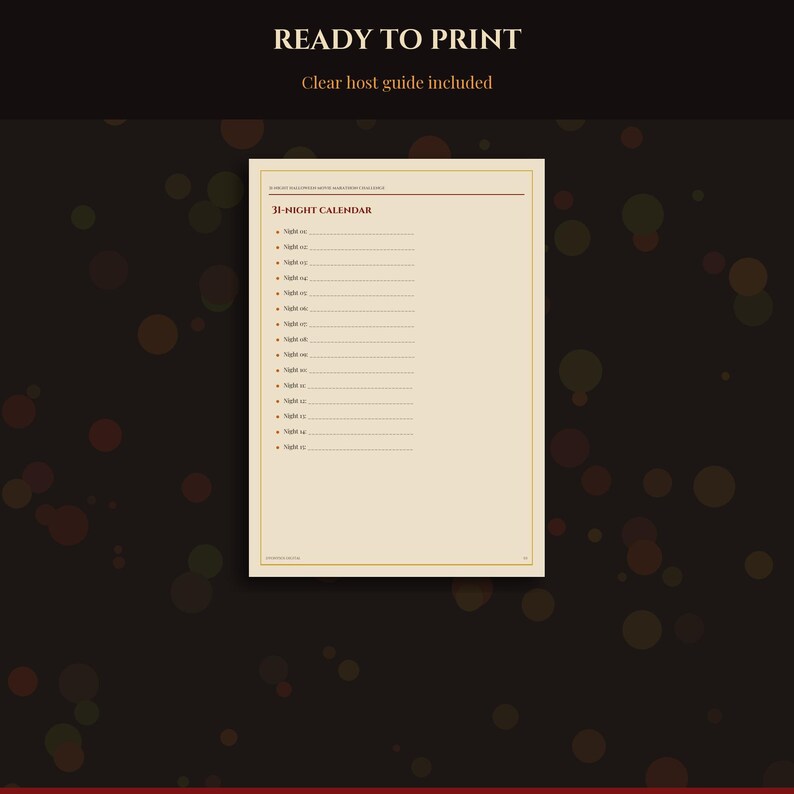 Halloween 2026-2027 Movie Marathon Printable, 31 Night Challenge Calendar, Film Rating Journal Trope Bingo Snack Cards, Instant Download imagen 3